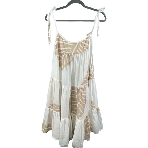 Everything But Water Honorine Peri Baby Doll SunDress White and Beige Size L - Picture 2 of 8